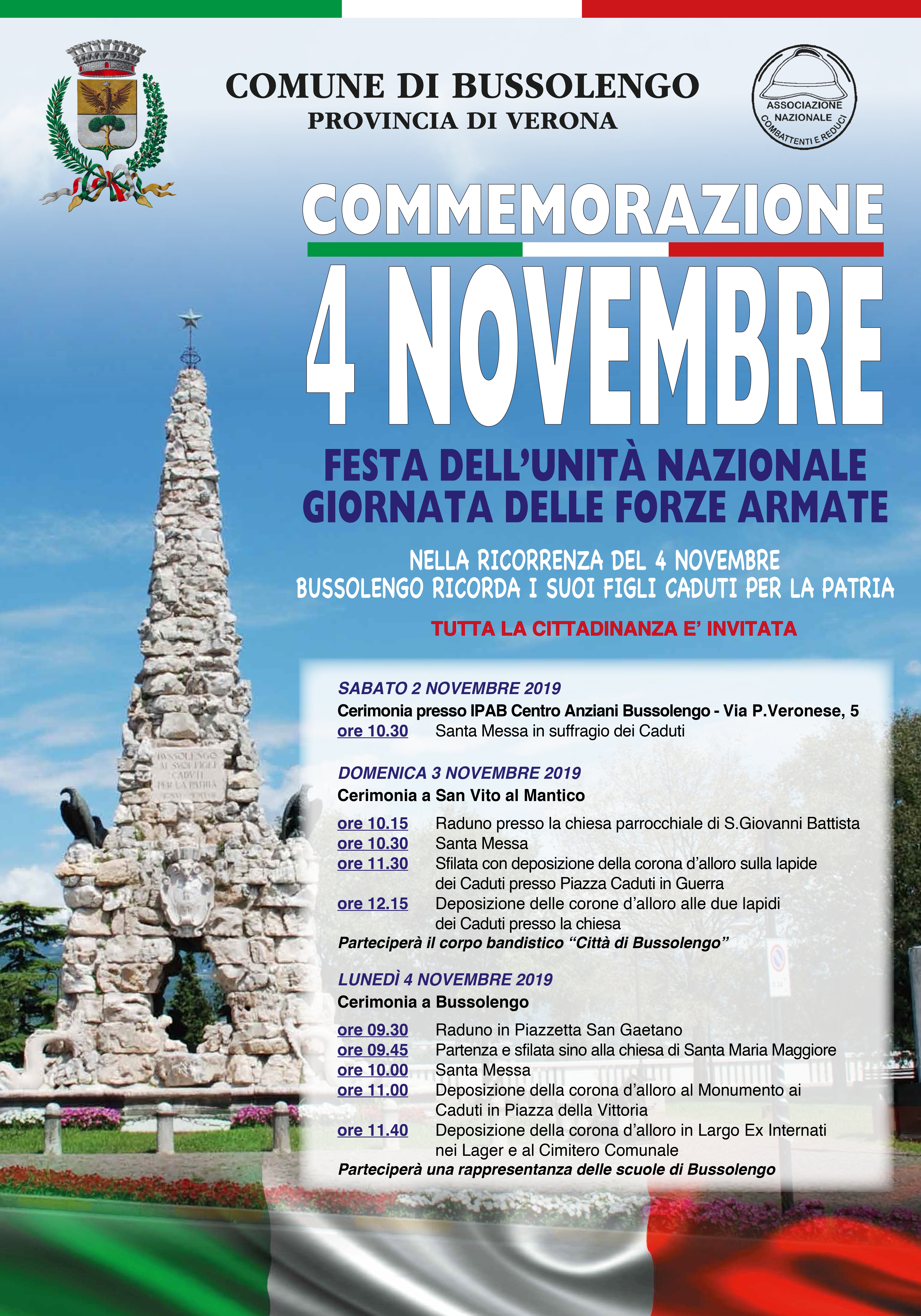Commemorazione 4 Novembre - Giornata dell'Unità Nazionale e delle Forze armate