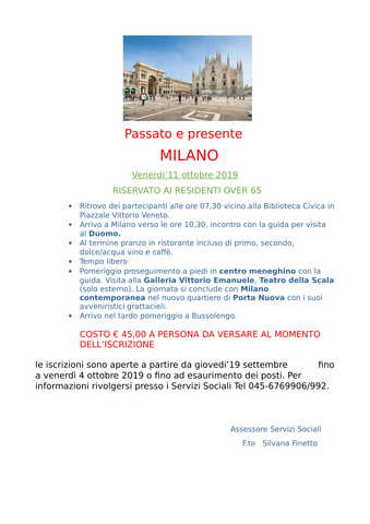 Visita a Milano - Passato e presente