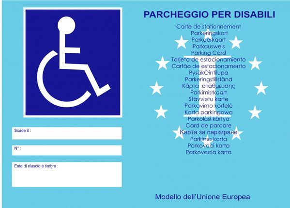 Contrassegno invalidi Europeo 2015